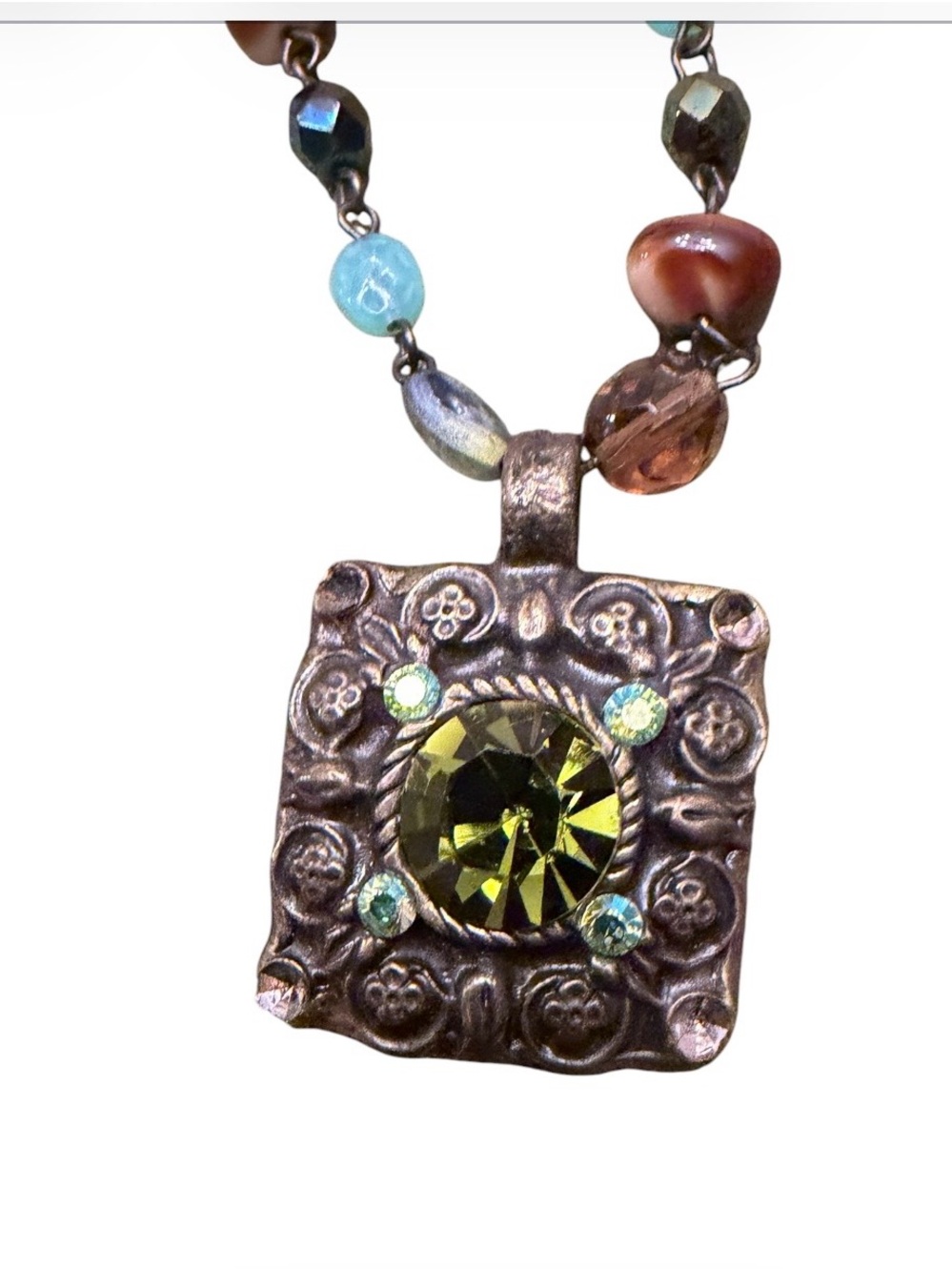 Avgad Vintage 70’s Stamped Boho Brutalist Pendant - Picture 4 of 6